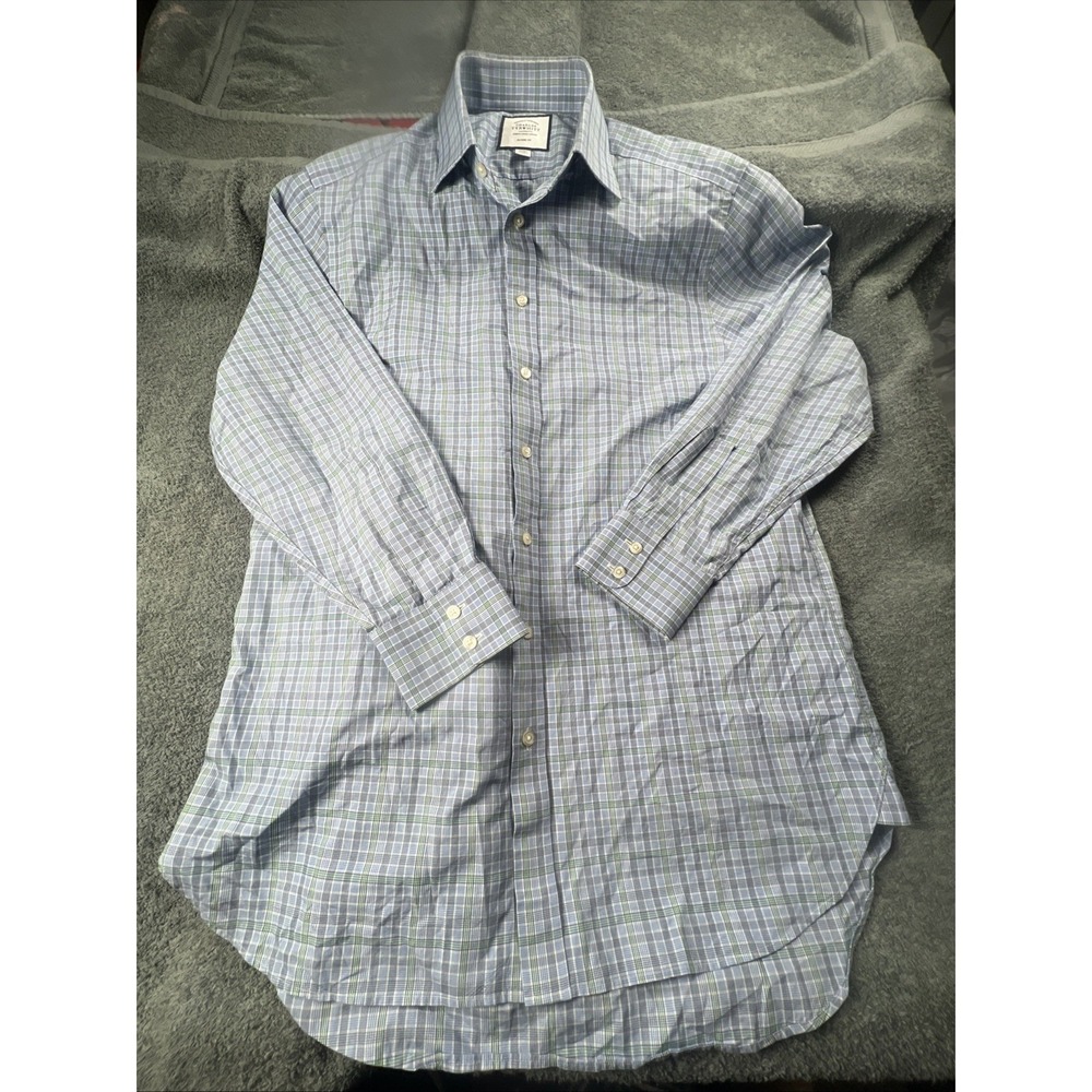 Charles‎ Tyrwhitt Dress Shirt Mens 16-33 Blue/Green Check Classic Fit